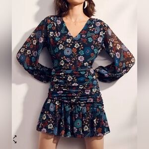 LINI | Maggie Ruched Floral Mini Dress